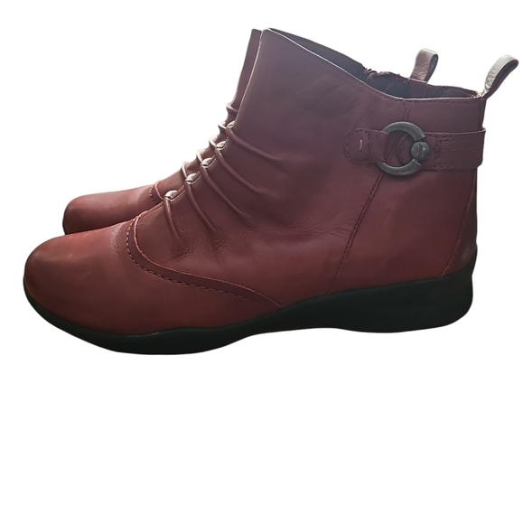 Earth Alta Bordeaux red leather ankle boots sz 9 - Picture 3 of 6